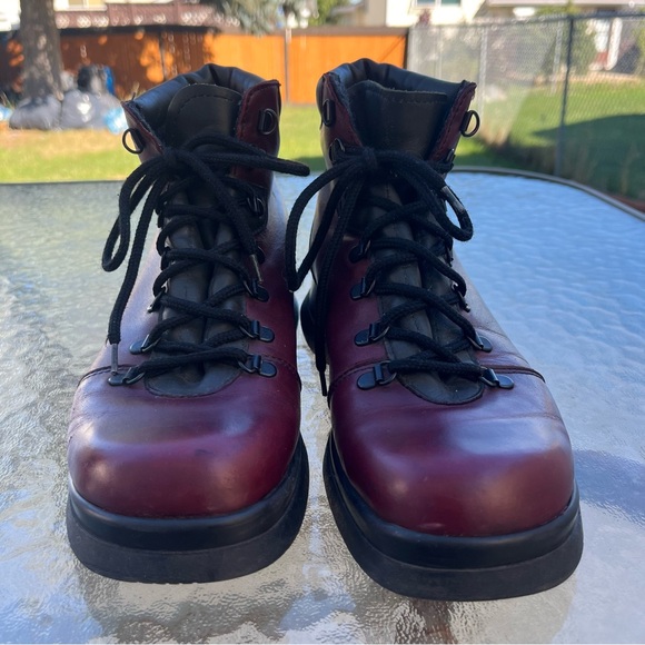 Martino Red Leather Lace Up Hiking Boots - Picture 2 of 16